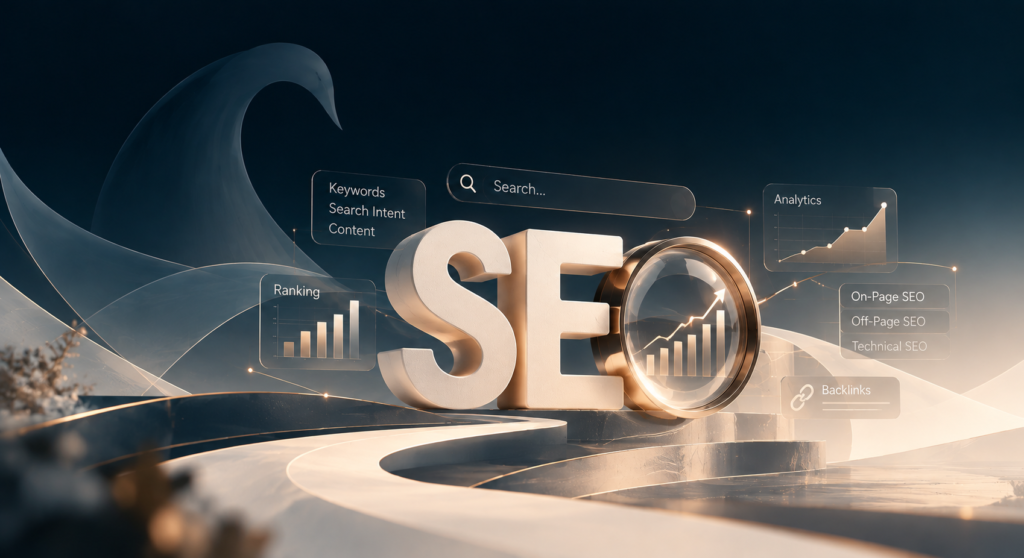 seo-optimization search-engine optimization technical-seo on-page-seo off-page-seo seo-strategy google-ranking organic-traffic keyword-research