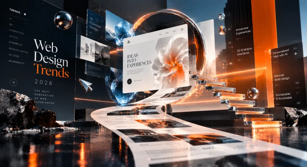 web-design-trends-2026 future-of-web-design latest-web-design-trends modern-website-design futuristic-web-design interactive-web-design 3d-web-design
